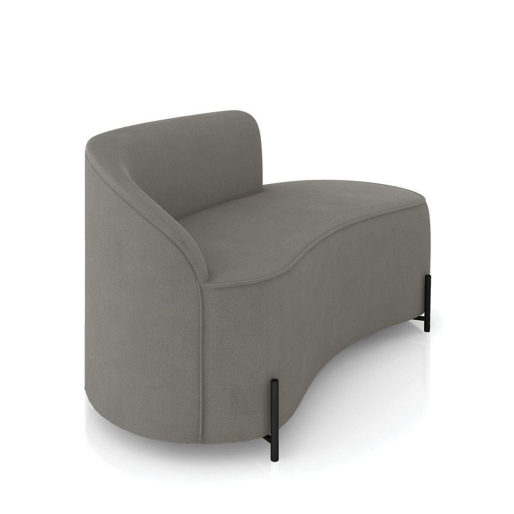 Sofá 2 Lugares Orgânico 140cm Pé Ferro Preto Morgan Suede Grafite D03 - D'rossi - 6