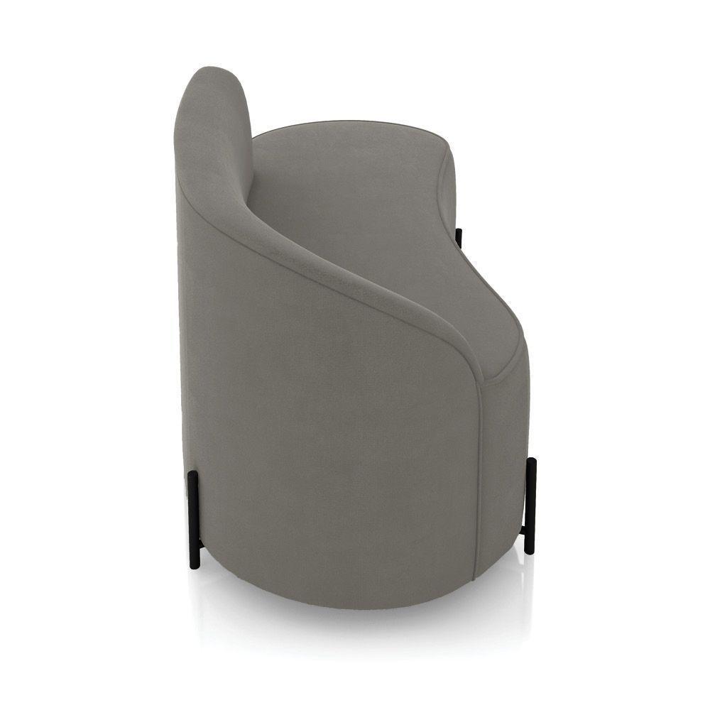 Sofá 2 Lugares Orgânico 140cm Pé Ferro Preto Morgan Suede Grafite D03 - D'rossi - 7