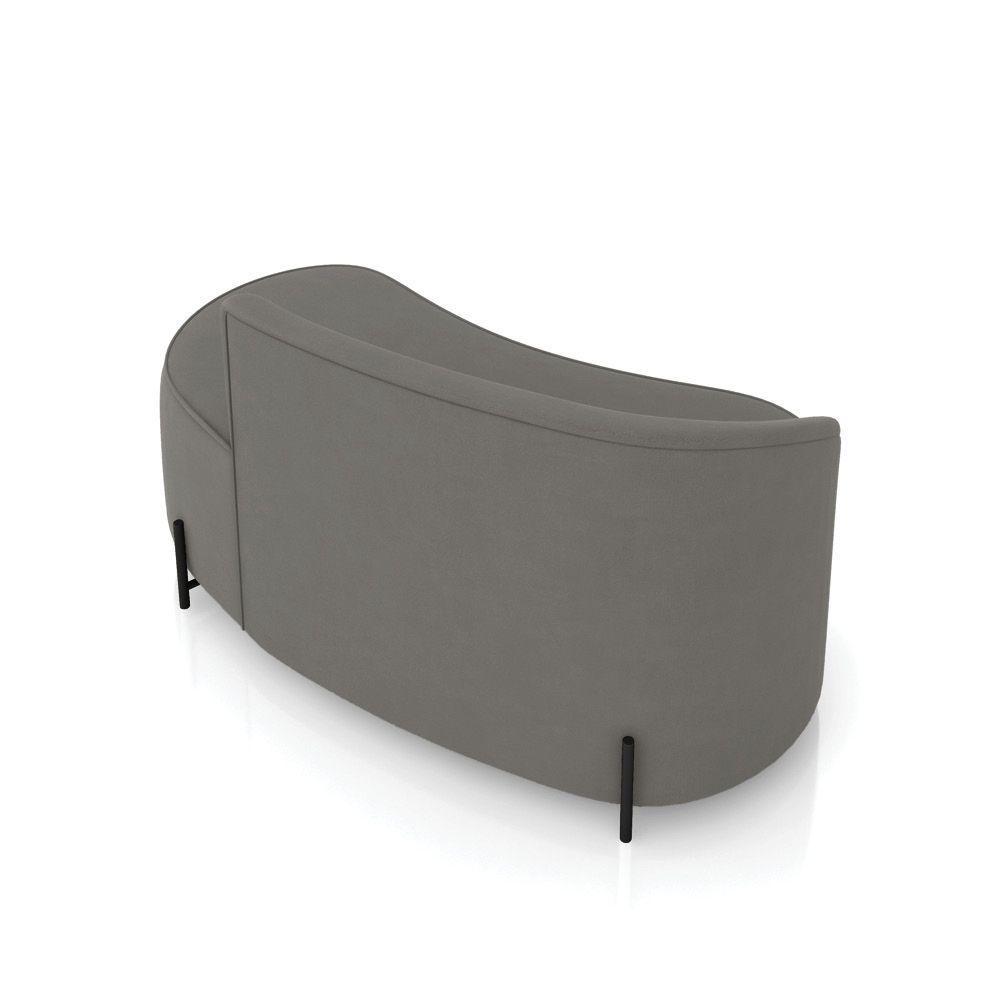 Sofá 2 Lugares Orgânico 140cm Pé Ferro Preto Morgan Suede Grafite D03 - D'rossi - 8