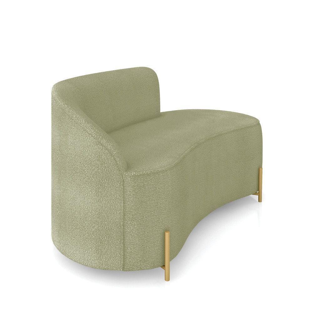 Sofá 2 Lugares Orgânico 140cm Pé Dourado Morgan Bouclê Pistache D03 - D'rossi - 6