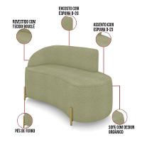 Sofá 2 Lugares Orgânico 140cm Pé Dourado Morgan Bouclê Pistache D03 - D'rossi