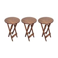 Kit 3 Mesas Bistrôs Dobráveis De Madeira Redonda Imbuia - Tarimatã - 1