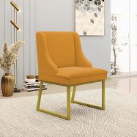 Cadeira Sala De Jantar Industrial Dourado Kit 2 Liz Bouclê Mostarda D03 - D'rossi - 2