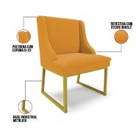Cadeira Sala De Jantar Industrial Dourado Kit 2 Liz Bouclê Mostarda D03 - D'rossi - 3