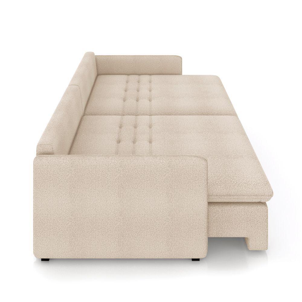 Sofá Retrátil Reclinável 4 Lugares 254cm Maili Bouclê Creme K01 - D'rossi - 5