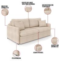 Sofá Retrátil Reclinável 4 Lugares 254cm Maili Bouclê Creme K01 - D'rossi - 8