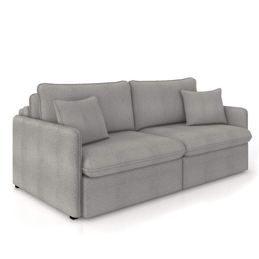 Sofá Retrátil Reclinável 4 Lugares 254cm Maili Bouclê Cinza K01 - D'rossi - 4