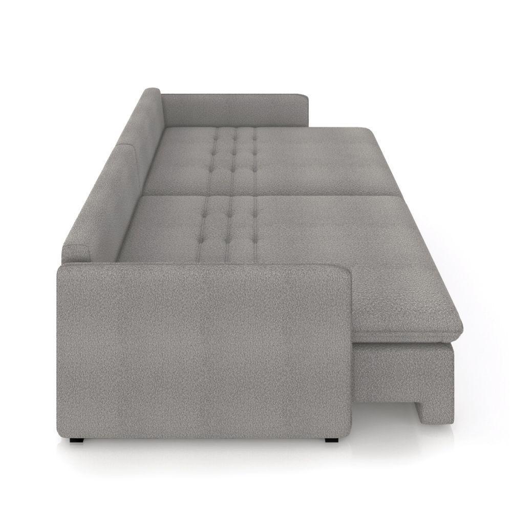 Sofá Retrátil Reclinável 4 Lugares 254cm Maili Bouclê Cinza K01 - D'rossi - 5