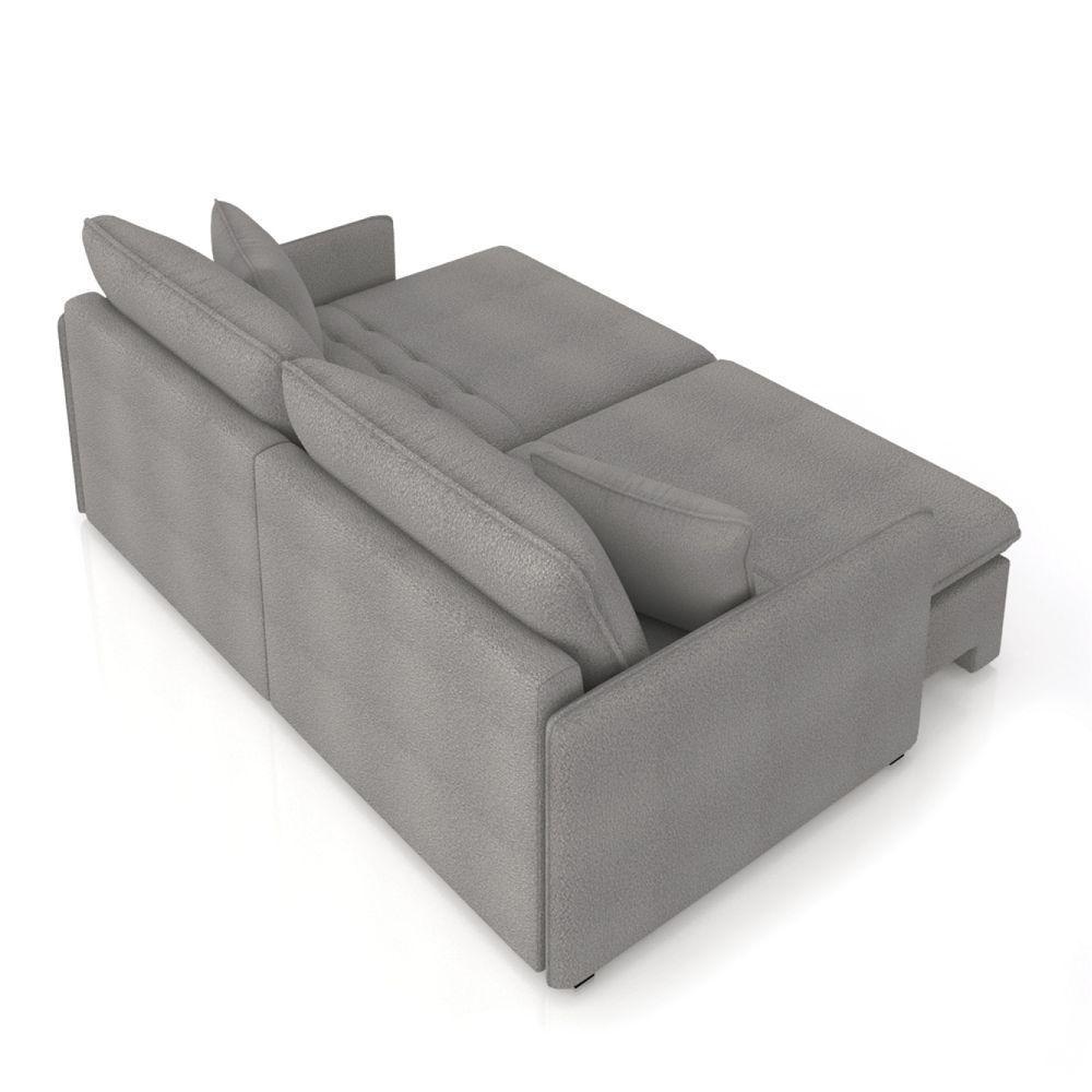 Sofá Retrátil Reclinável 4 Lugares 254cm Maili Bouclê Cinza K01 - D'rossi - 6