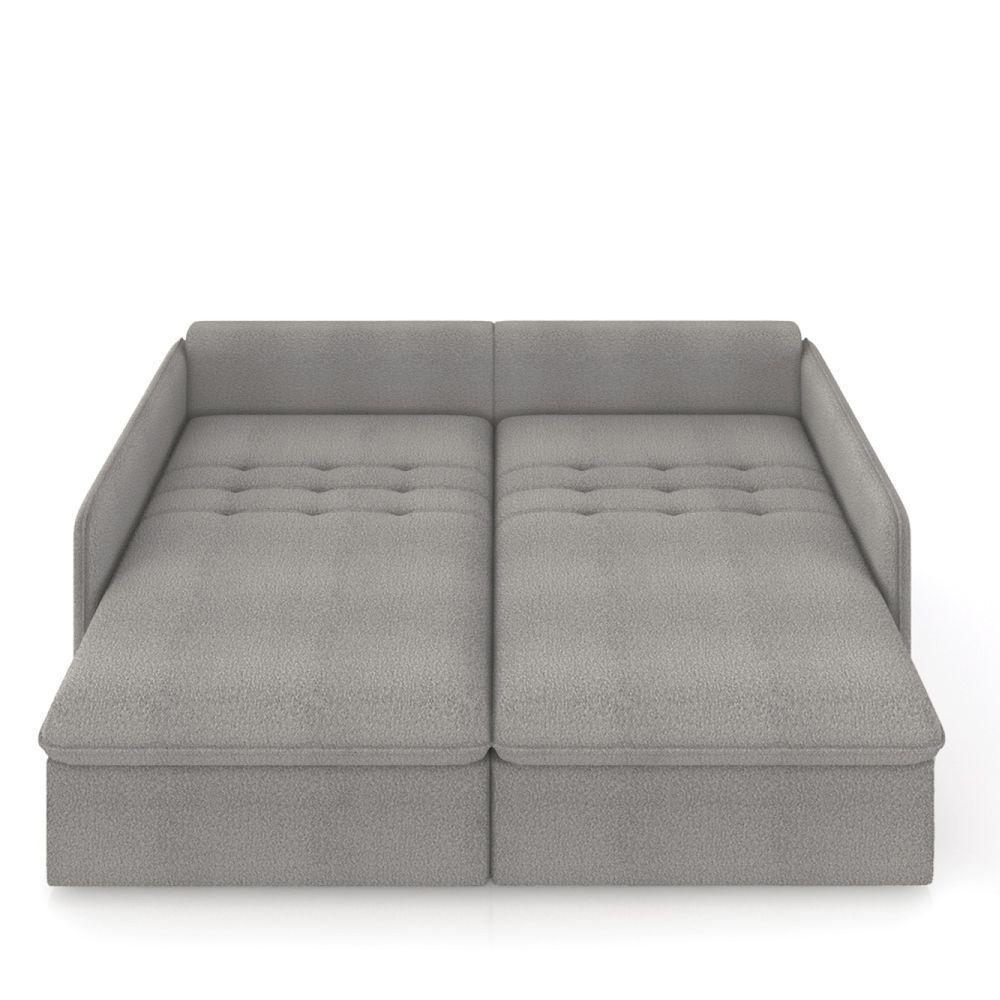 Sofá Retrátil Reclinável 4 Lugares 254cm Maili Bouclê Cinza K01 - D'rossi - 7