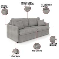 Sofá Retrátil Reclinável 4 Lugares 254cm Maili Bouclê Cinza K01 - D'rossi - 8
