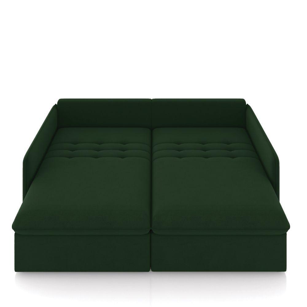 Sofá Retrátil Reclinável 3 Lugares 194cm Maili Veludo Verde K01 - D'rossi - 7