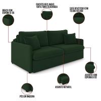 Sofá Retrátil Reclinável 3 Lugares 194cm Maili Veludo Verde K01 - D'rossi - 8