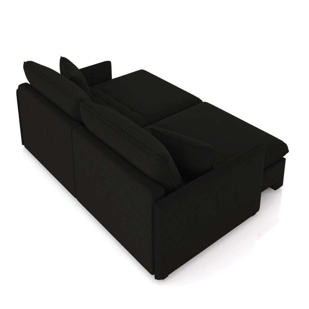 Sofá Retrátil Reclinável 3 Lugares 194cm Maili Veludo Preto K01 - D'rossi - 6