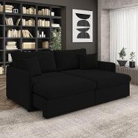 Sofá Retrátil Reclinável 3 Lugares 194cm Maili Veludo Preto K01 - D'rossi - 2