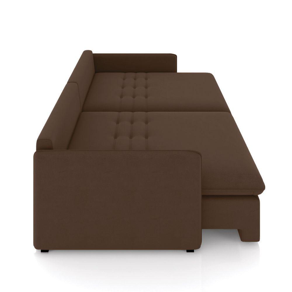 Sofá Retrátil Reclinável 3 Lugares 194cm Maili Veludo Marrom K01 - D'rossi - 5
