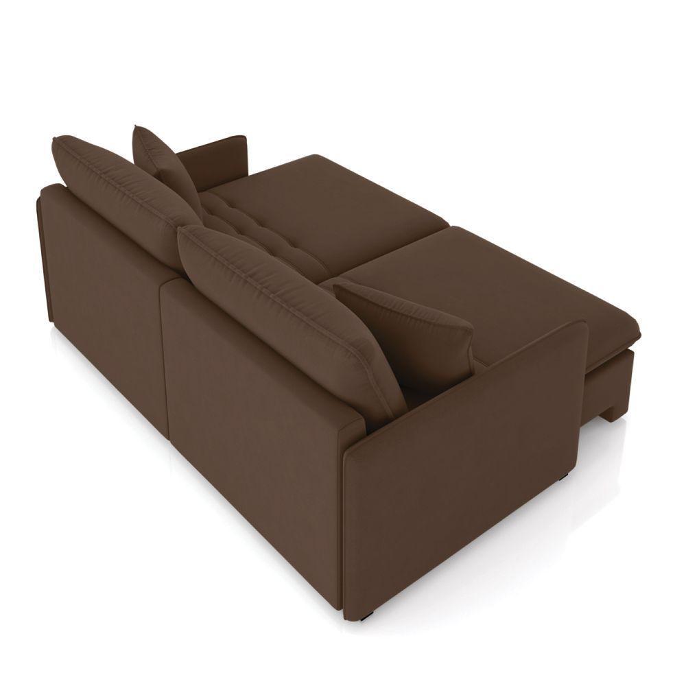 Sofá Retrátil Reclinável 3 Lugares 194cm Maili Veludo Marrom K01 - D'rossi - 6