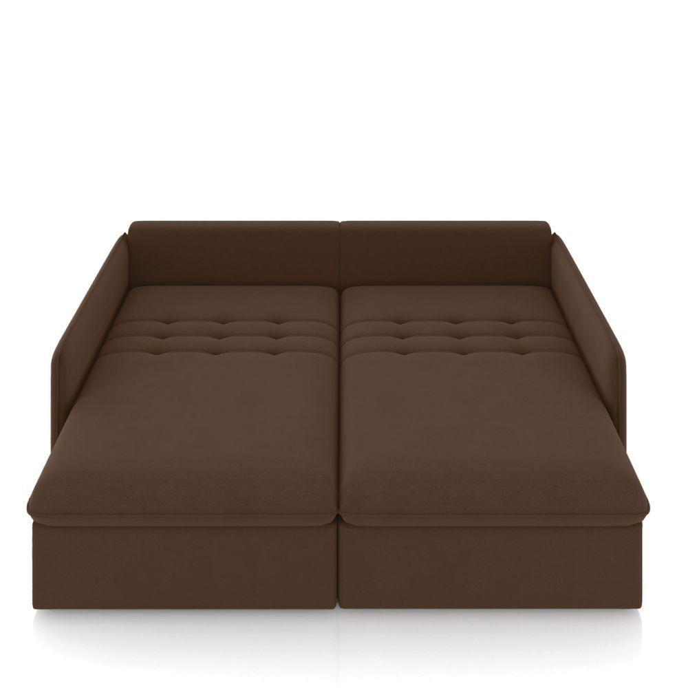 Sofá Retrátil Reclinável 3 Lugares 194cm Maili Veludo Marrom K01 - D'rossi - 7