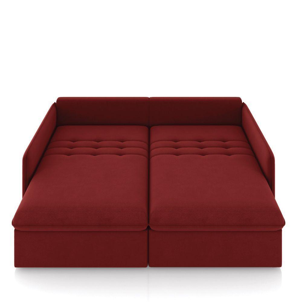 Sofá Retrátil Reclinável 3 Lugares 194cm Maili Veludo Vermelho K01 - D'rossi - 7