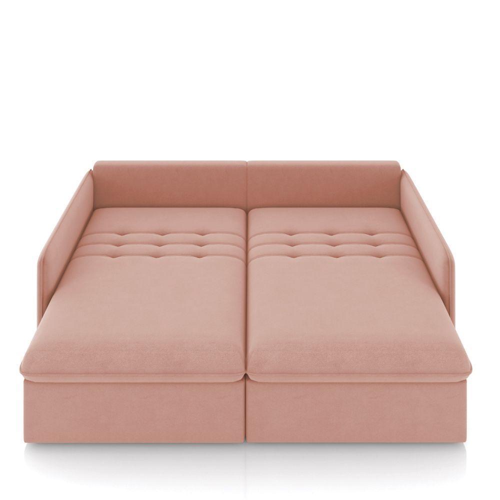 Sofá Retrátil Reclinável 3 Lugares 194cm Maili Veludo Rosê K01 - D'rossi - 7