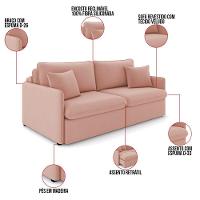 Sofá Retrátil Reclinável 3 Lugares 194cm Maili Veludo Rosê K01 - D'rossi - 8
