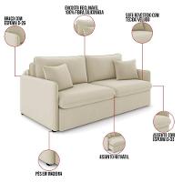 Sofá Retrátil Reclinável 3 Lugares 194cm Maili Veludo K01 - D'rossi Cor Bege - 8