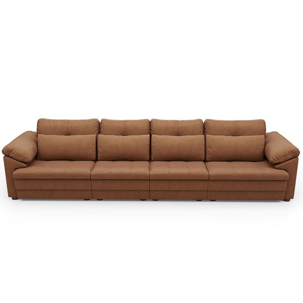 Sofá Retrátil Para Sala De Estar 6 Lugares 414cm Riza S03 Couro Soft Mel - Lyam Decor - 7
