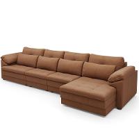 Sofá Retrátil Para Sala De Estar 6 Lugares 414cm Riza S03 Couro Soft Mel - Lyam Decor - 2