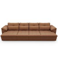 Sofá Retrátil Para Sala De Estar 6 Lugares 414cm Riza S03 Couro Soft Mel - Lyam Decor