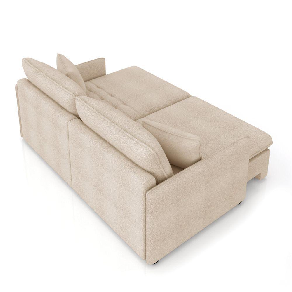 Sofá Retrátil Reclinável 2 Lugares 154cm Maili Bouclê Creme K01 - D'rossi - 6