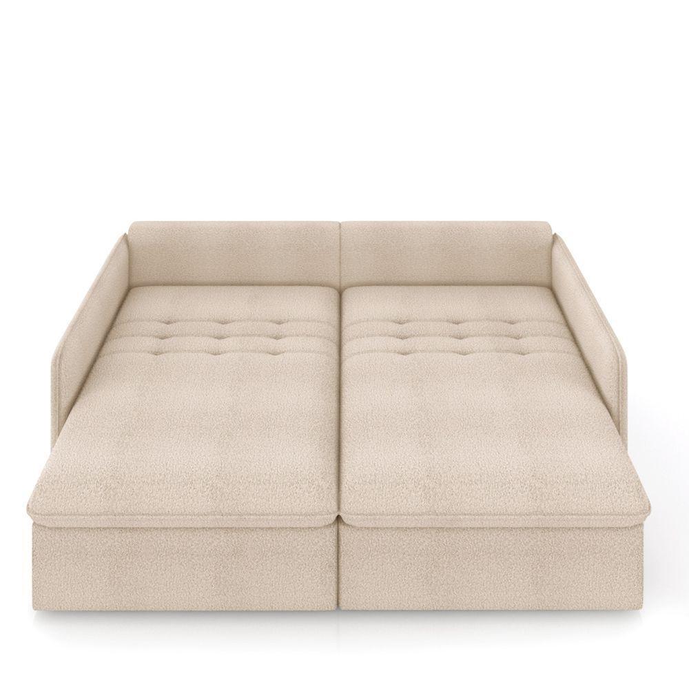 Sofá Retrátil Reclinável 2 Lugares 154cm Maili Bouclê Creme K01 - D'rossi - 7