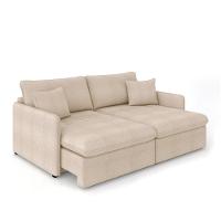 Sofá Retrátil Reclinável 2 Lugares 154cm Maili Bouclê Creme K01 - D'rossi - 1