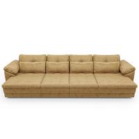 Sofá Retrátil Para Sala De Estar 6 Lugares 414cm Riza S03 Couro Soft Bege - Lyam Decor - 3