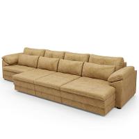 Sofá Retrátil Para Sala De Estar 6 Lugares 414cm Riza S03 Couro Soft Bege - Lyam Decor - 10