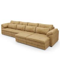 Sofá Retrátil Para Sala De Estar 5 Lugares 379cm Riza S03 Couro Soft Bege - Lyam Decor - 8