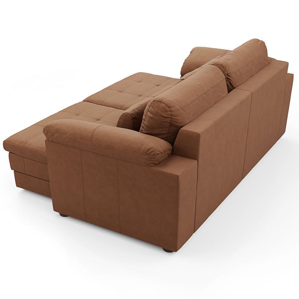 Sofá Retrátil Para Sala De Estar 3 Lugares 250cm Riza S03 Couro Soft Mel - Lyam Decor - 10