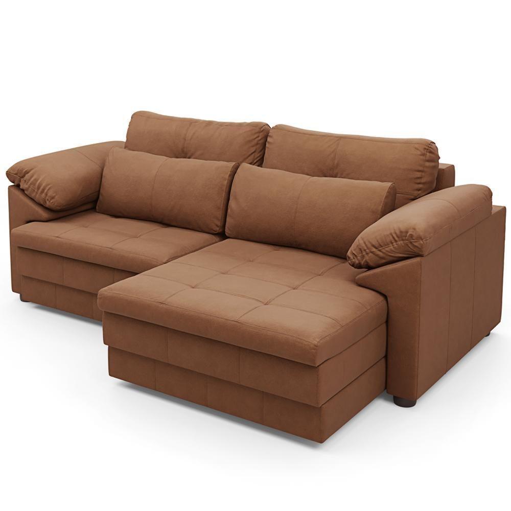 Sofá Retrátil Para Sala De Estar 3 Lugares 215cm Riza S03 Couro Soft Mel - Lyam Decor - 8