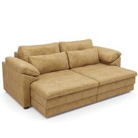 Sofá Retrátil Para Sala De Estar 3 Lugares 215cm Riza S03 Couro Soft Bege - Lyam Decor - 1