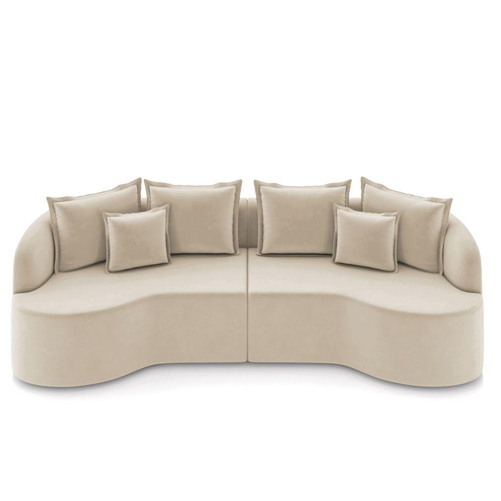 Sofá 4 Lugares Orgânico Living 250cm Mersa Veludo Bege K01 - D'rossi - 5