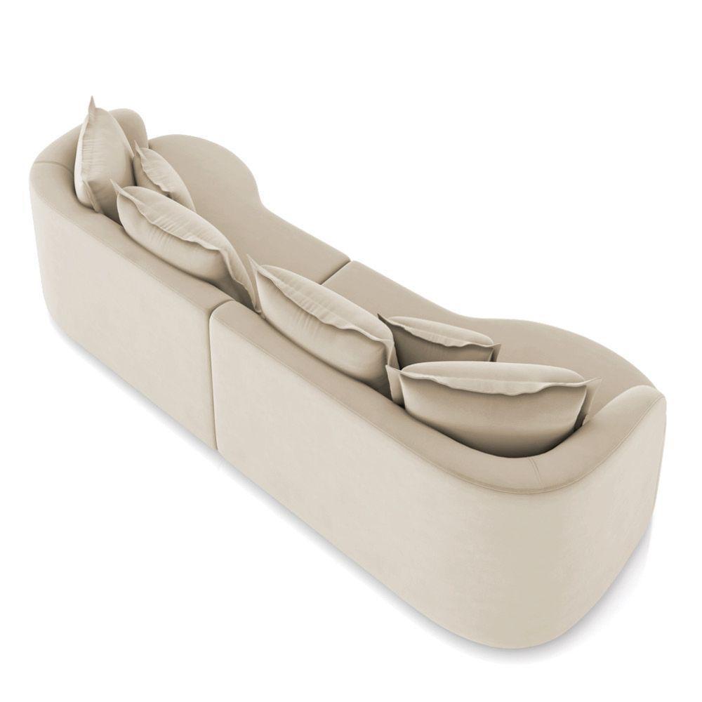 Sofá 4 Lugares Orgânico Living 250cm Mersa Veludo Bege K01 - D'rossi - 7