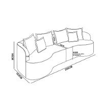 Sofá 4 Lugares Orgânico Living 250cm Mersa Veludo Bege K01 - D'rossi - 3