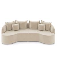 Sofá 4 Lugares Orgânico Living 250cm Mersa Veludo Bege K01 - D'rossi - 5