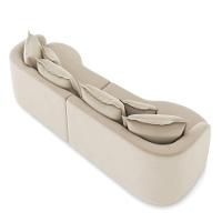 Sofá 4 Lugares Orgânico Living 250cm Mersa Veludo Bege K01 - D'rossi - 7