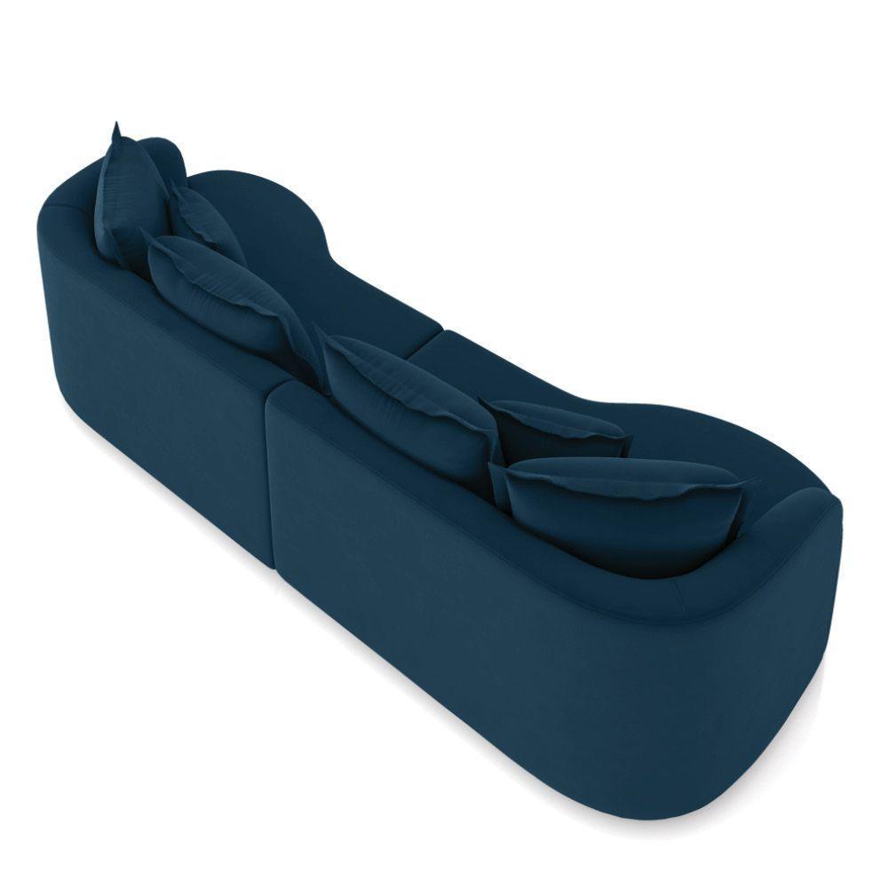 Sofá 4 Lugares Orgânico Living 250cm Mersa Veludo Azul Mnh K01 - D'rossi - 7