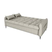 Sofá Cama Reclinável Com Almofadas 3 Lugares 200cm Pillar Matrix Linho Cinza - 3