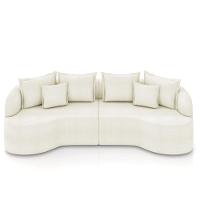 Sofá 4 Lugares Orgânico Living 250cm Mersa Bouclê Bege K01 - D'rossi - 5