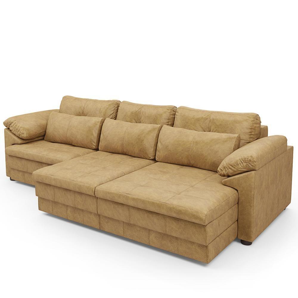 Sofá Retrátil Para Sala De Estar 3 Lugares 257cm Riza S03 Couro Soft Bege - Lyam Decor - 9