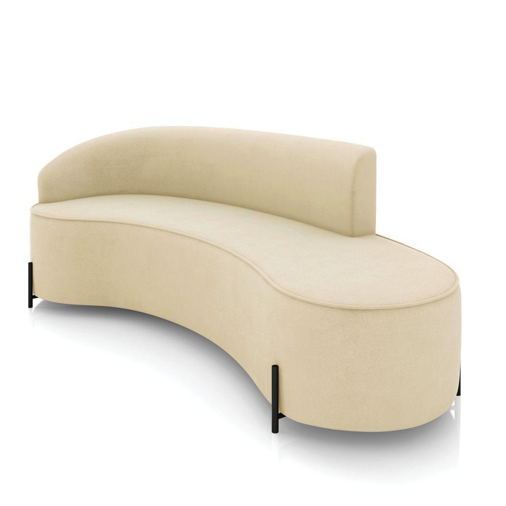 Sofá 4 Lugares Orgânico 220cm Pé Ferro Preto Morgan Suede Bege D03 - D'rossi - 1