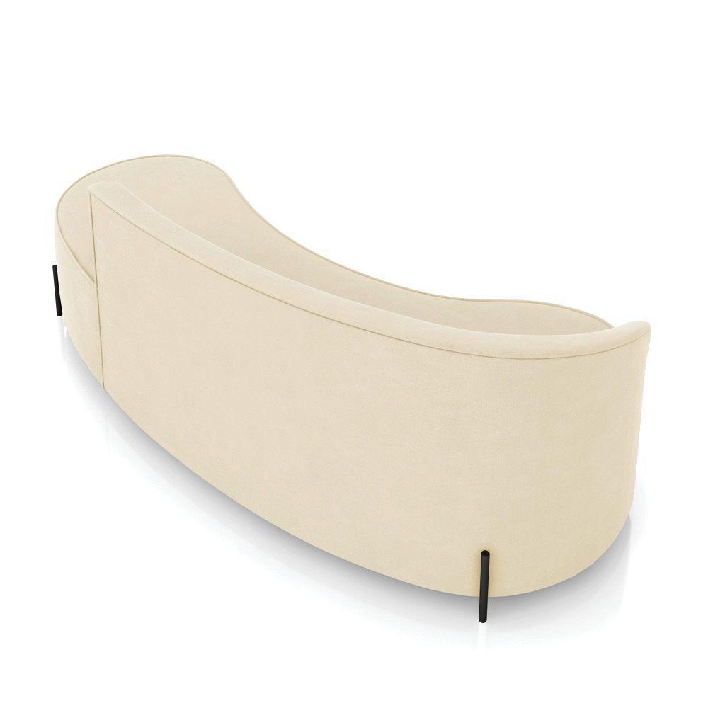 Sofá 4 Lugares Orgânico 220cm Pé Ferro Preto Morgan Suede Bege D03 - D'rossi - 8