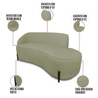 Sofá 4 Lugares Orgânico 220cm Pé Ferro Preto Morgan Bouclê Pistache D03 - D'rossi - 2